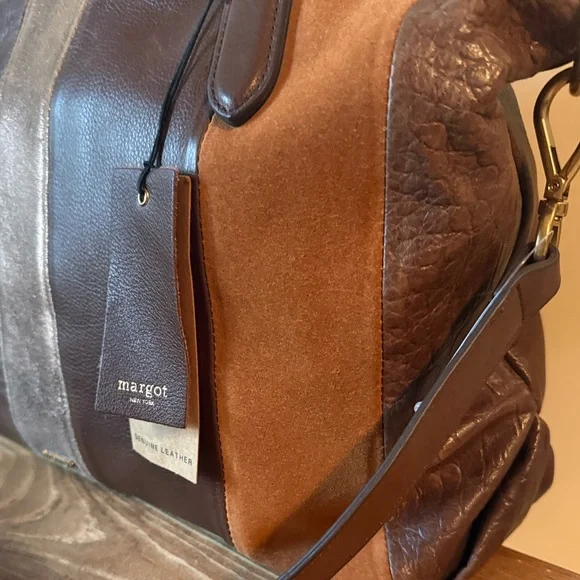 Margot Genuine Leather Boho Neutral Leather Satchel/Crossbody; NWT - Picture 6 of 10